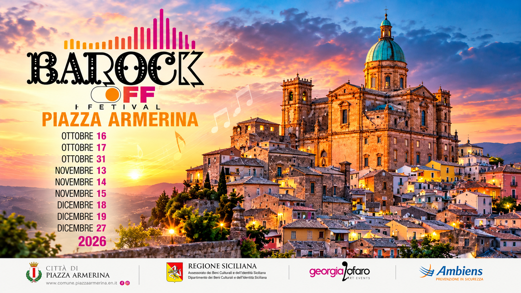 Locandina illustrativa del festival Barock Off 2026 a Piazza Armerina