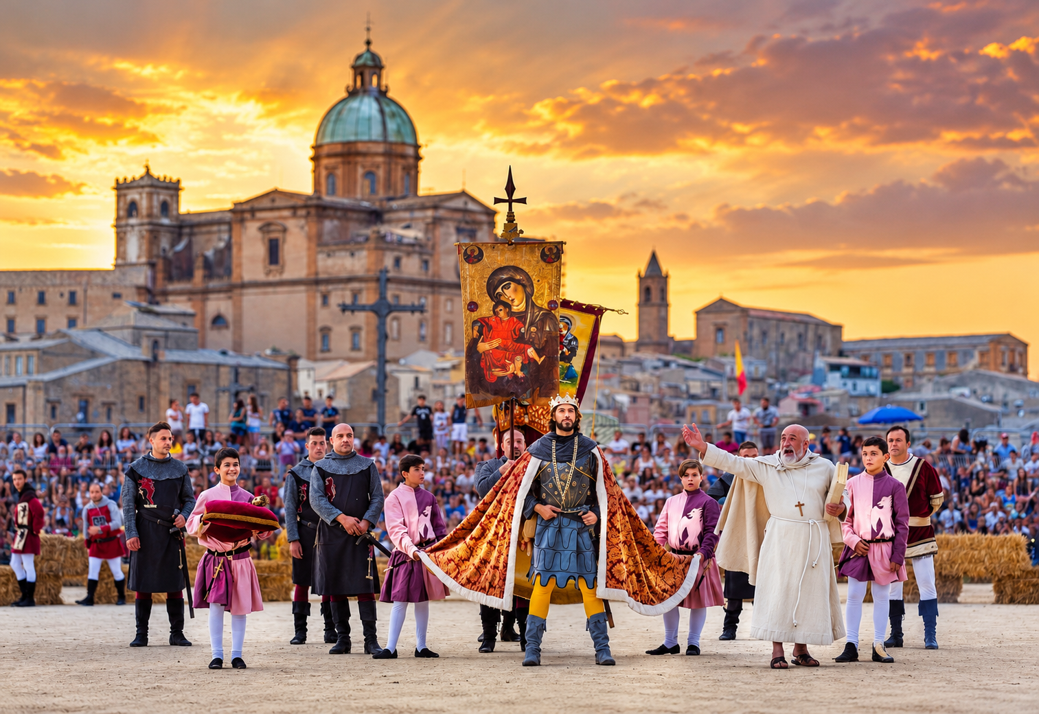 Elaborazione artistica da fotografia del Palio dei Normanni a Piazza Armerina